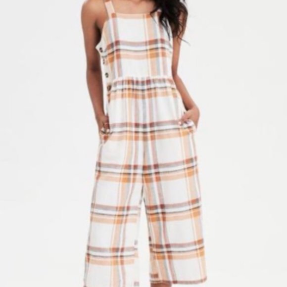 American Eagle Outfitters Pants - AEO Plaid Linen Jumpsuit